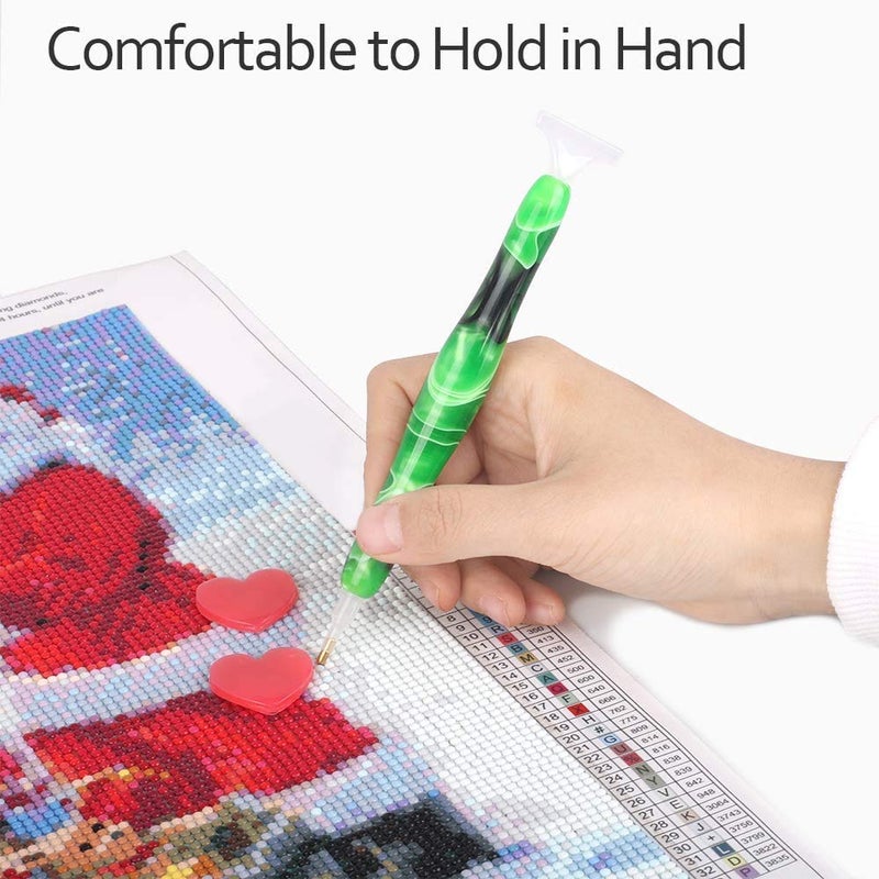 RovyFota Diamond Painting Pen, Handmade Resin Diamond Painting Pens with Glue Clay and Various Tips, More Comfortable and Faster, 5D Diamond Painting Tools for Diamond Paintings Hobby (Green) - Image 4
